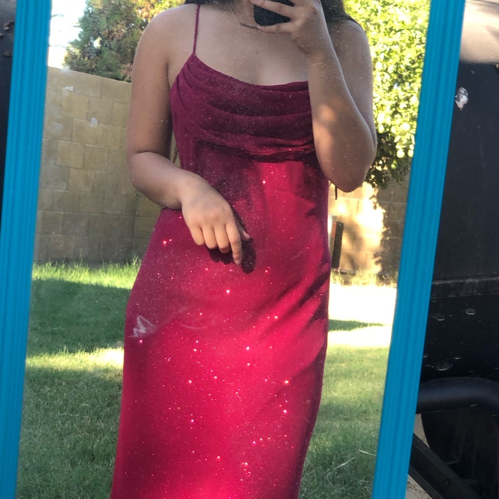 Dark pink sparkly floor length dress
